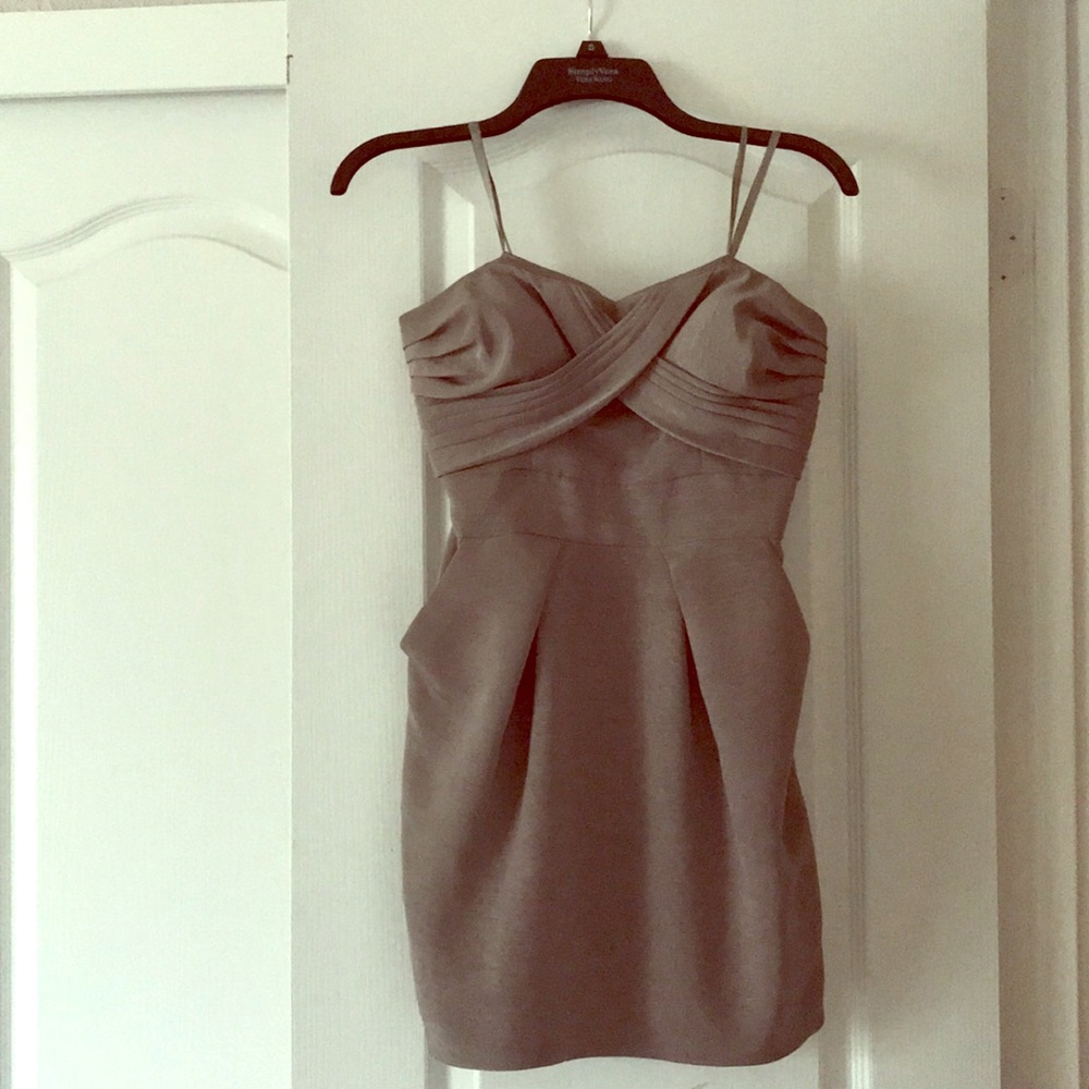 BCBG gray strapless mini with pockets